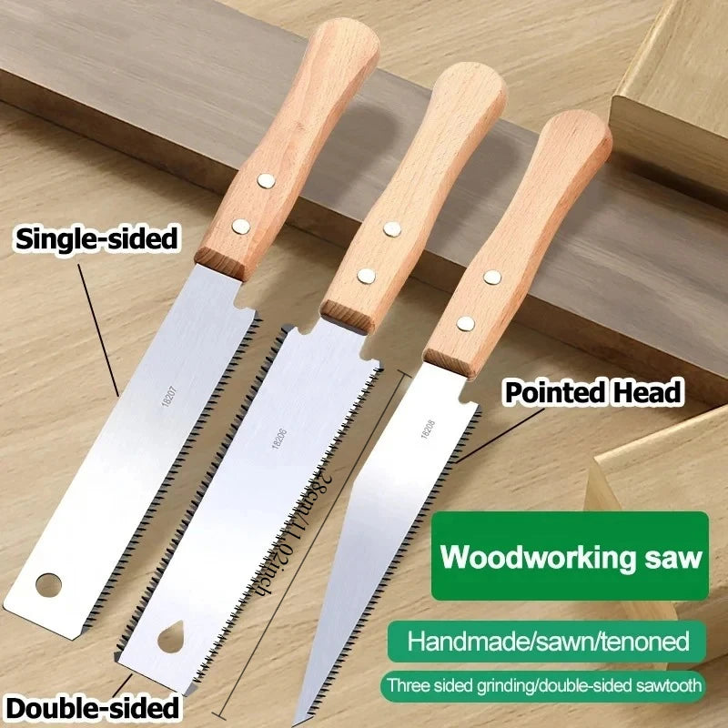 Japanese Style Hand Saw Single/Double Sided Fine Tooth Wood Saw SK5 Steel Flexible Hand Saw Garden Hand Tool for Woodworking