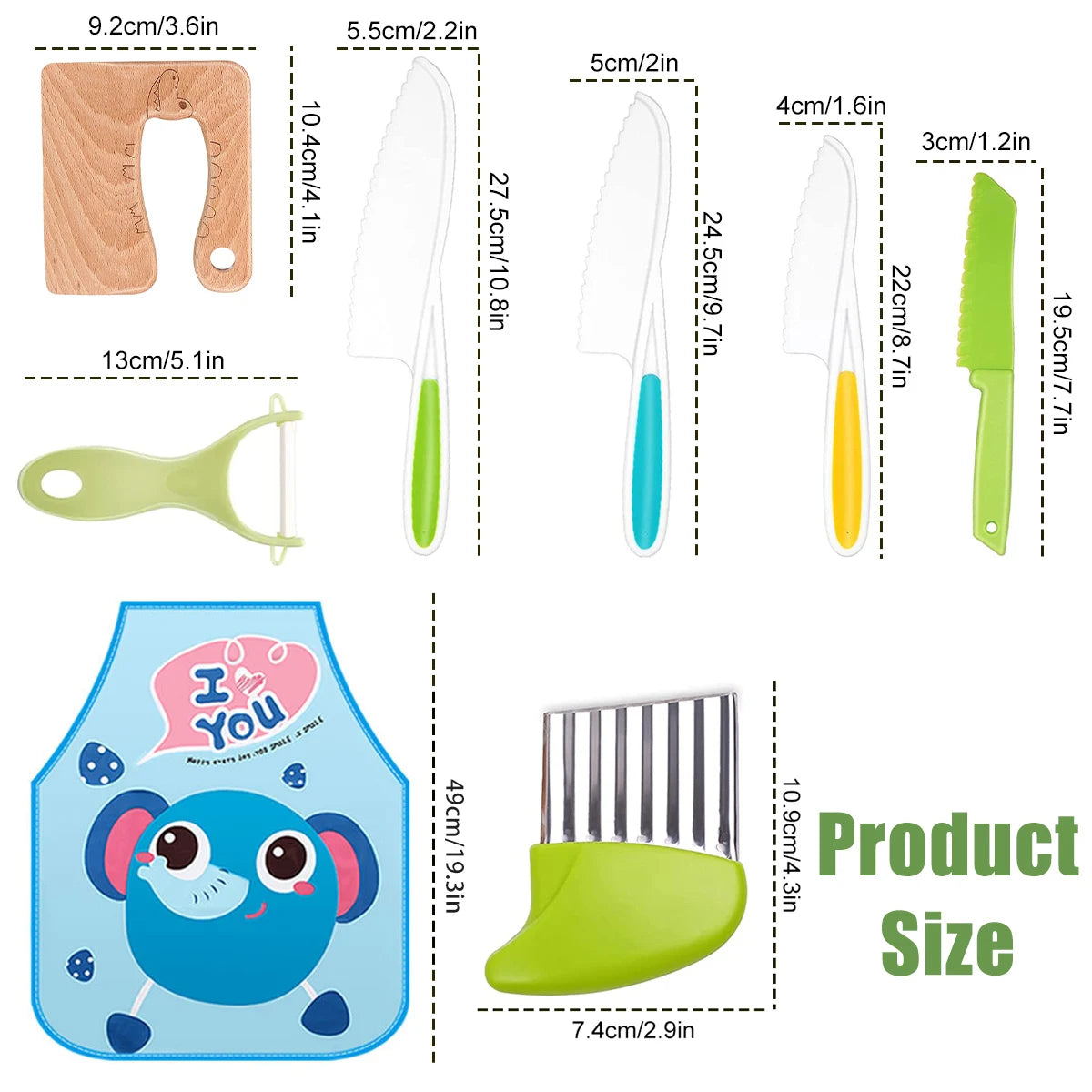 Set Kids Cooking Cutter Knife Toddler Vegetable Cutter Cooking Plastic Fruit Knives to Cut Fruits Crinkle Peeler Kitchen Supply