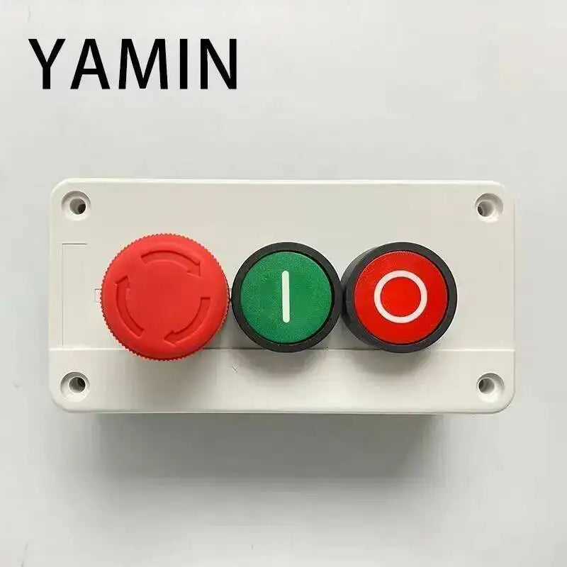 600V 10A OFF-ON-OFF Start Stop NC Emergency Stop NO Red Green Control Electric Circuit Flat Push Button Switch
