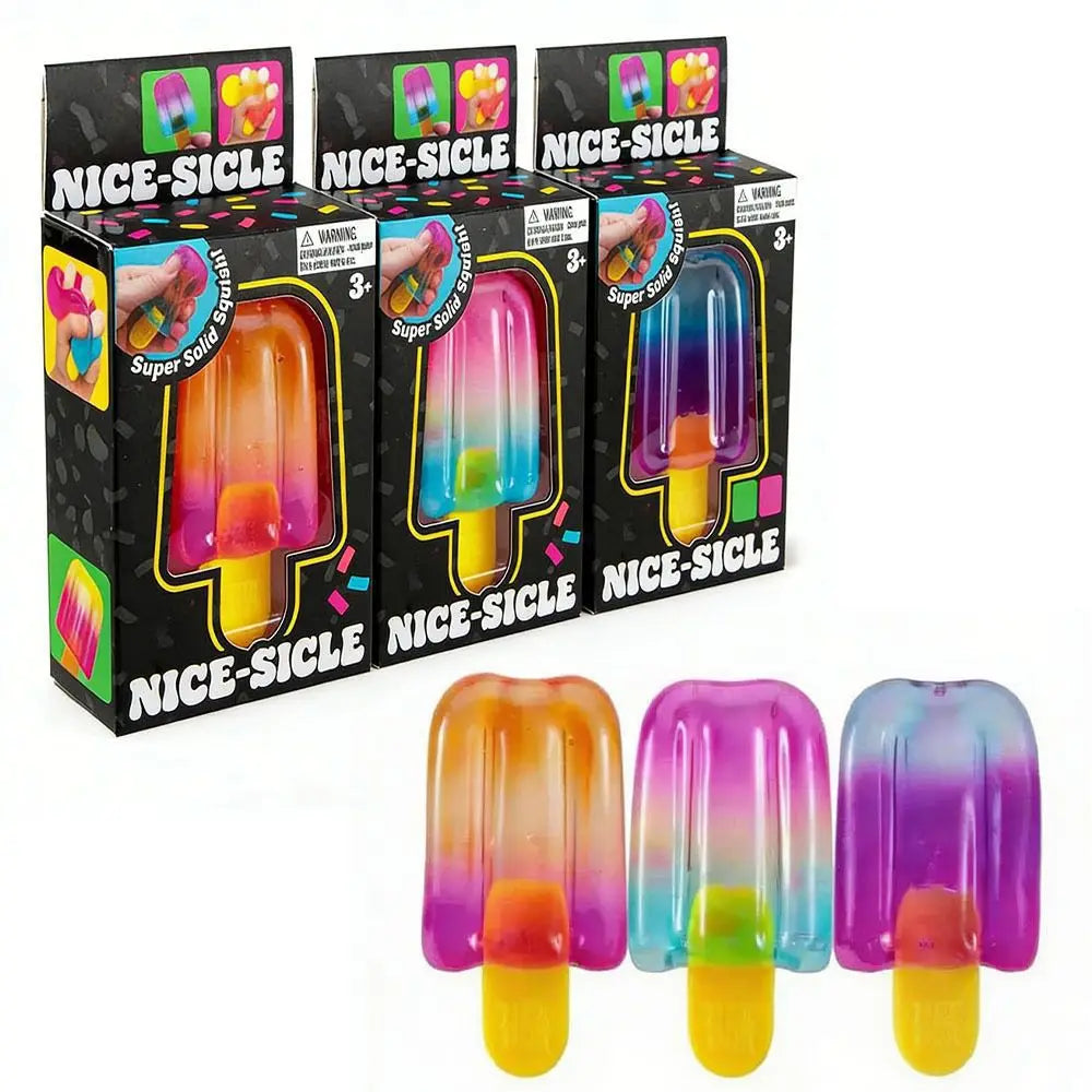 1pc Transparent Gradient Popsicle Squishy Stress Relief Squeeze Fidget Toy Anti Anxiety Sensory Toy Kids Birthday Gift.