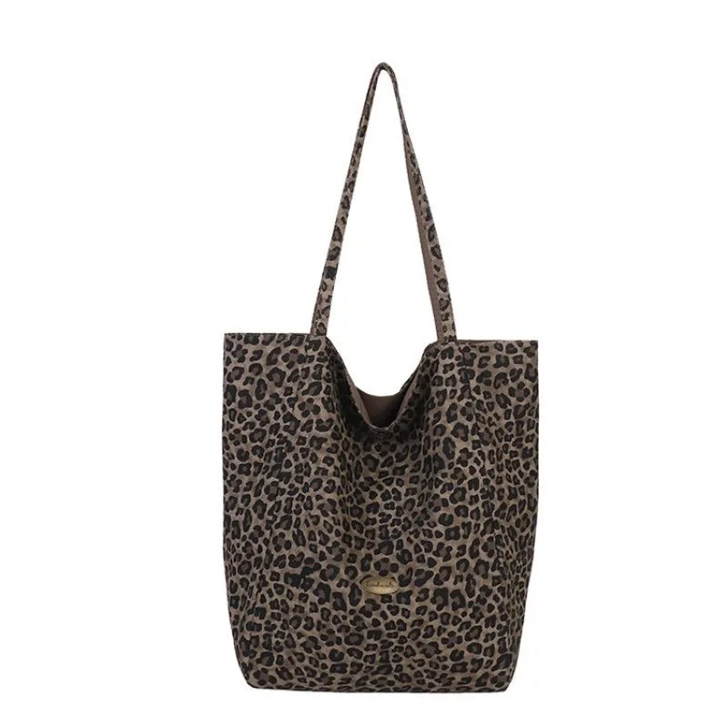 CEEKAY Women's Tote Bag Leopard Print Canvas Large Capacity Shoulder Handbag Zipper Closure Daily Casual Street Style