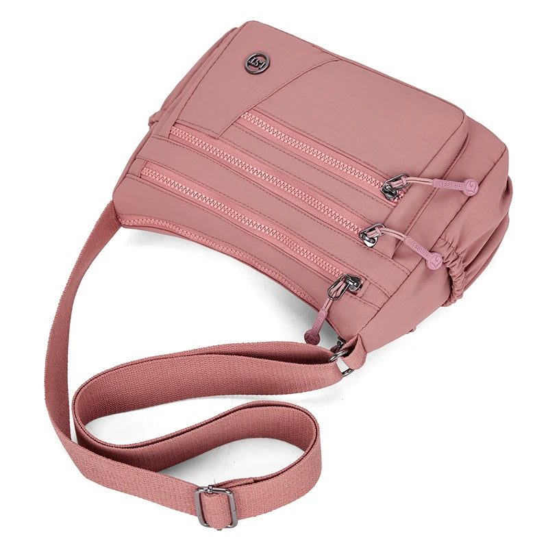 Anti Theft Organized Pockets Women Nylon Crossbody Bag Lightweight Waterproof Oxford Large Capacity Travel Commute Satchel