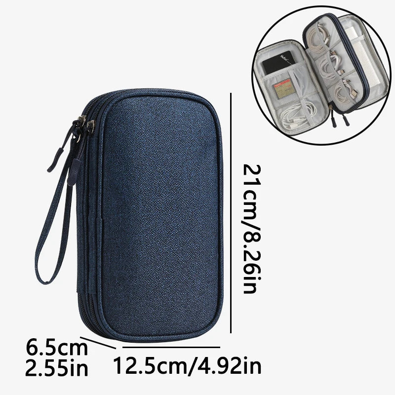 1 New Data Cable storage Bag Travel Storage Bag Portable Waterproof Double-layer Storage Bag Wire Storage Box