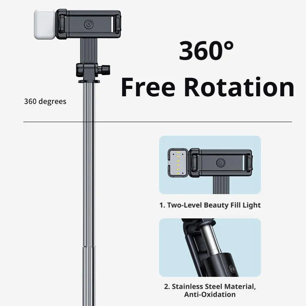 3 in 1 Selfie Stick Tripod With Wireless Bluetooth Remote Extendable Phone Holder Stand For Live Stream Vlog