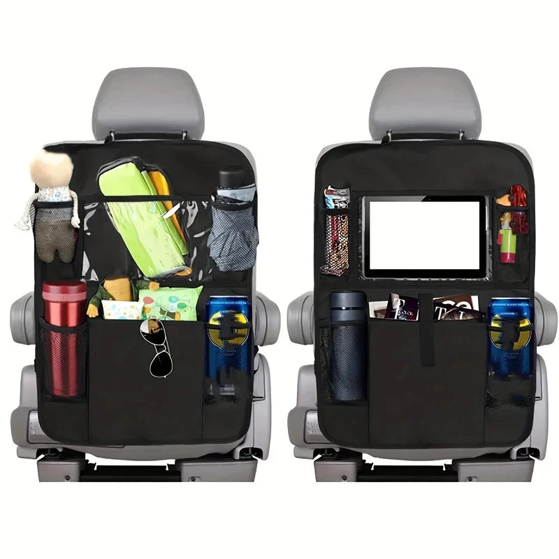 Black Car Backrest Anti-Kick Storage Bag, Car Storage Bag, Seat Back Oxford Cloth Storage Bag, Flat Car Seat Back Bag, 1 PC