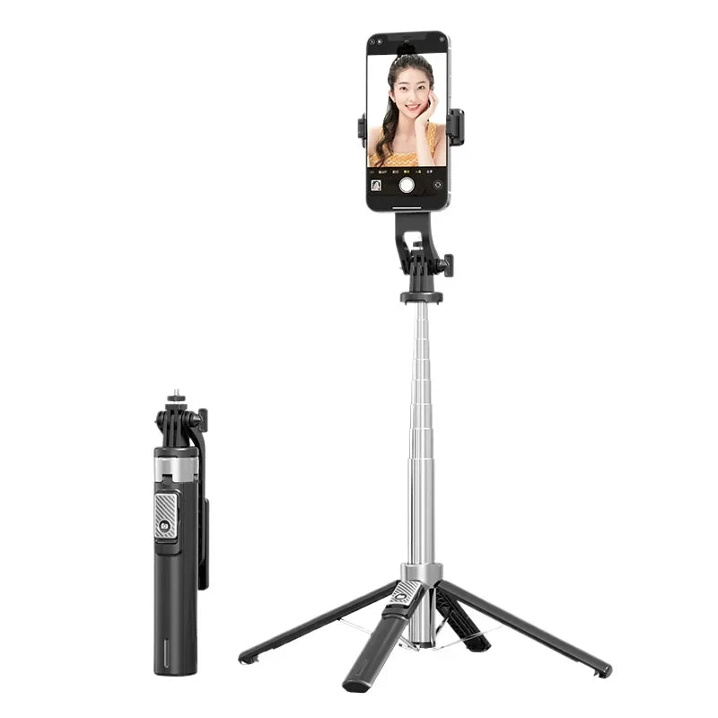 P130/P135 Selfie Stick 1.35m Extendable Four-Legged Stable Selfie Stick Rechargeable Wireless Remote for Live and Selfie