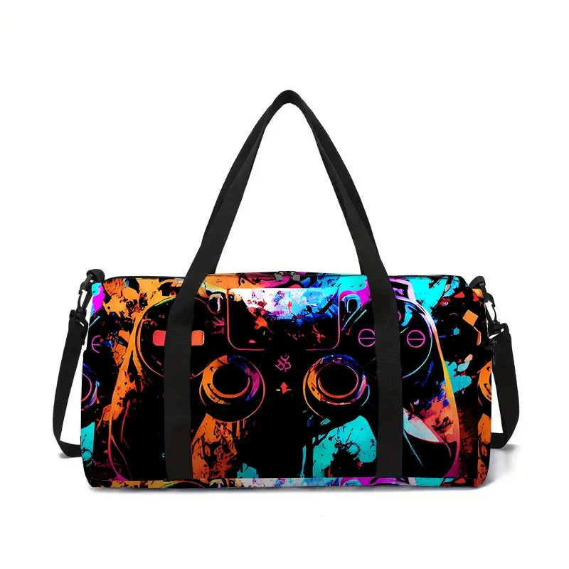 Neon Game Controller Large Capacity Luggage Bag  For Boy And Girls Best Gifts 2D Cartoon Travel Duffels Hand Bag For Children