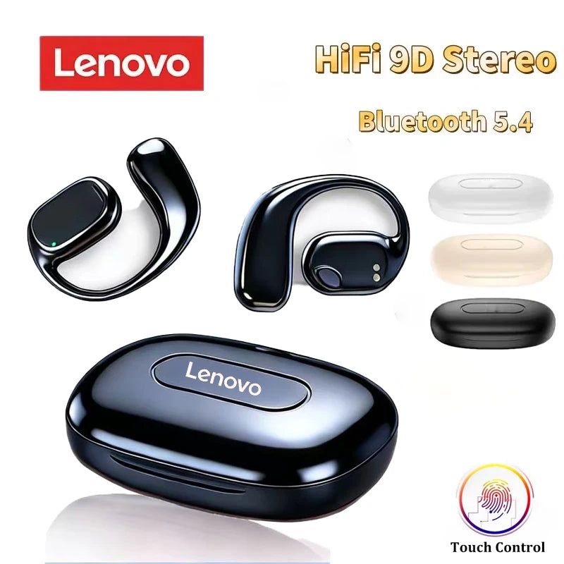 Lenovo New Wireless Bone Conduction Earphones Ear Hook Bluetooth 5.4 Headphones HiFi 9D Stereo Noise Earphones Outdoor Sports