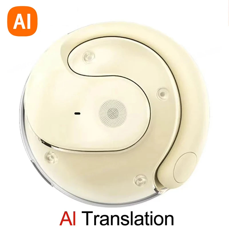 Wireless Bluetooth AI Real-time Language Translation Earphones 144 Languages Ear Hanging Headphone Translator For Business 2026