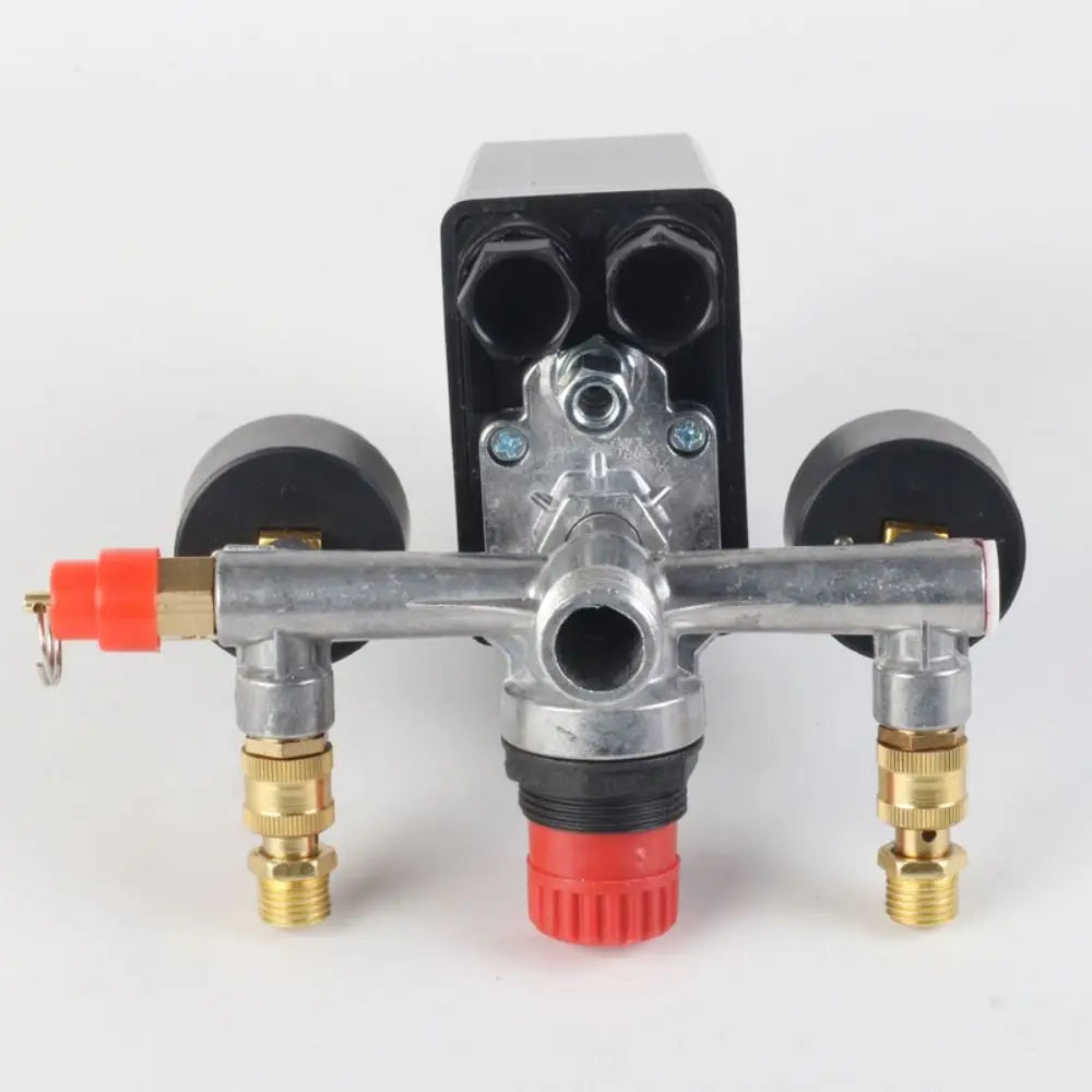90-120PSI Air Compressor Pressure Valve Kit Dual Pressure Gauges Vertical Switch Air Compressor Control Switch Quick Adjustment