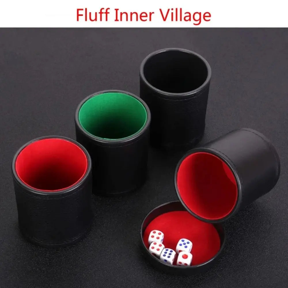 New with Lid Dice Cup Green Red Lining Leather Board Games Black Party Dice Cup