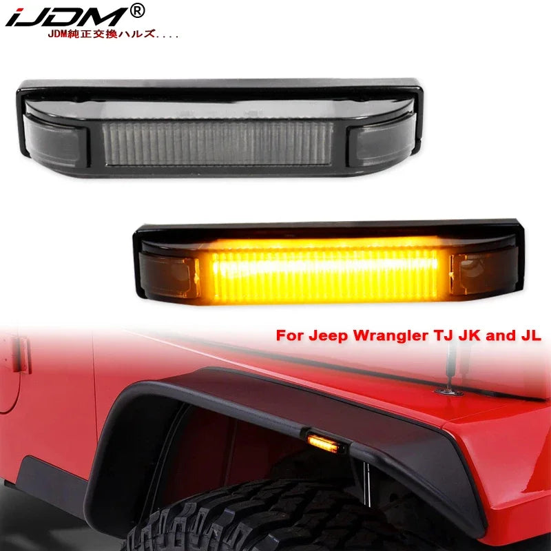 iJDM Car Fender Flare Side Marker Lamps for Jeep Wrangler TJ JK and JL Bushwacker Flat Style Fender Flares Turn Signal Lights