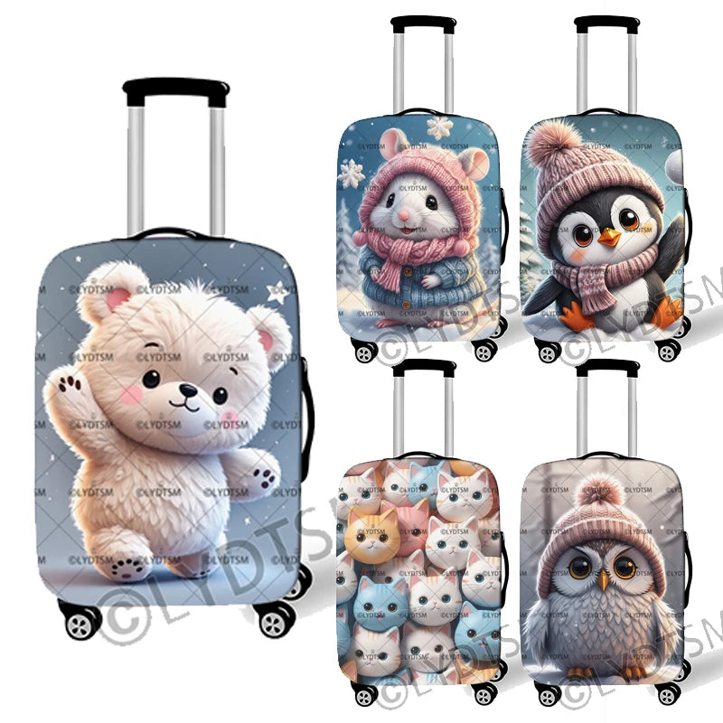 18-30 Inches Kawaii Cartoon Bear Rabbit Mouse Penguin Pattern Luggage Cover Cute Kitten Trolley Case Protective Suitcase Cover