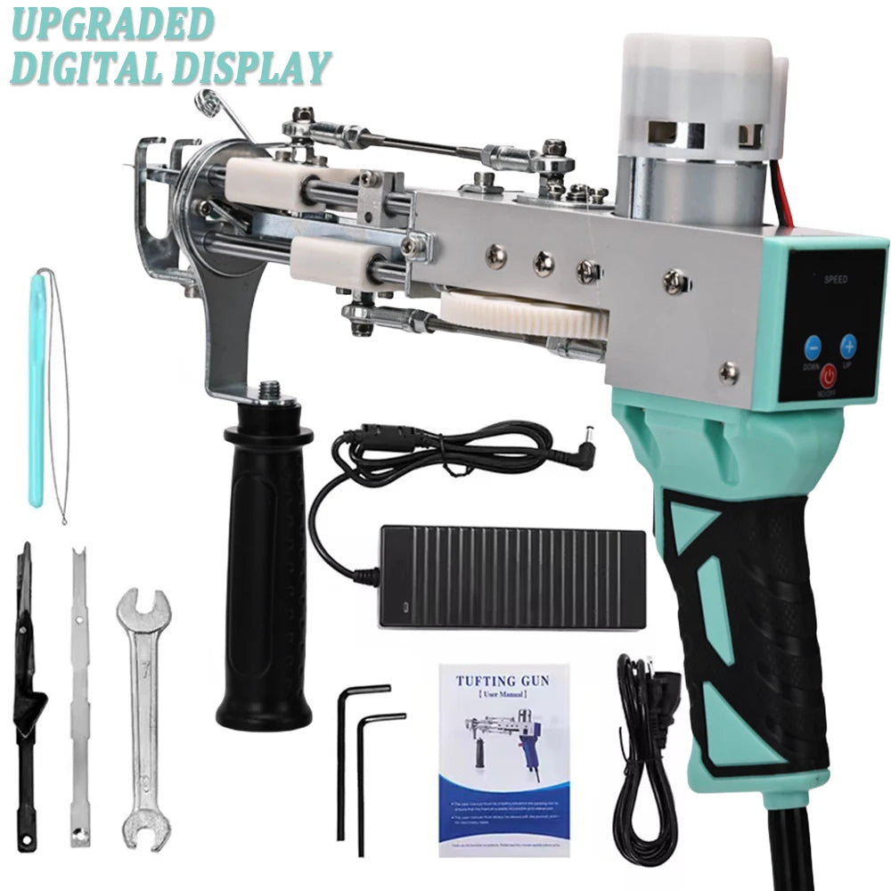 Tufting Gun 2 in 1 Set Electric Carpet Tufting Gun Electric Carpet Tapis Knitting Tufting Pistol Weaving Flocking Rug Machine