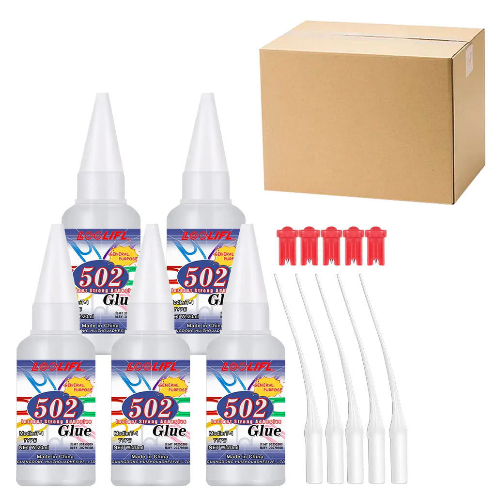 Loolifl, 502 Super Glue, Instant Adhesive, Cyanoacrylic Acid, Strong Repair for Plastics, Wood, and Furniture (with Glue Opener)