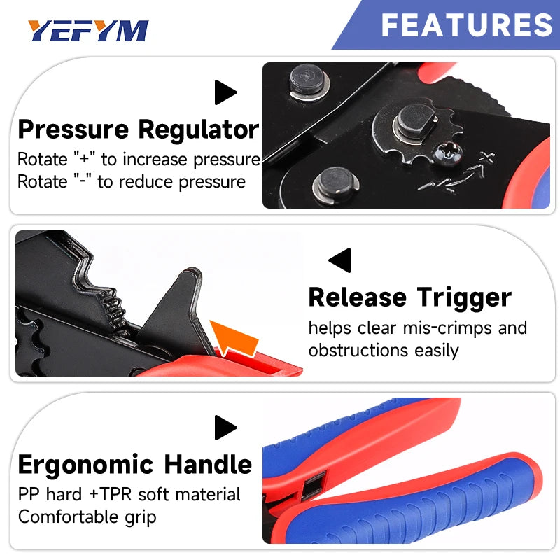 RJ45 Crimping Tool for Cat5/Cat6/Cat7 Ethernet Cables YHF-N567 Pliers Ratcheting for Precise Effortless Network Cable Crimping
