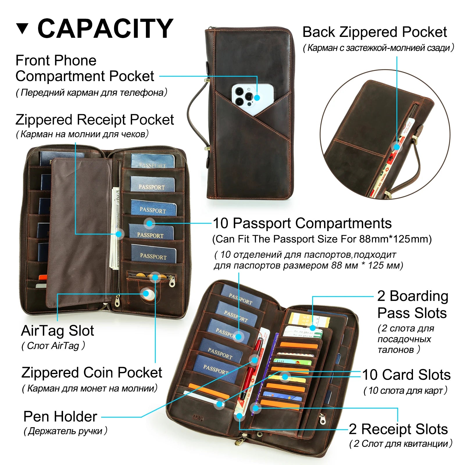 Passport packs Wallet Family Travel Passport Holder Document Case Organizer Cardholder Clutch RFID Anti Theft Anti Lost