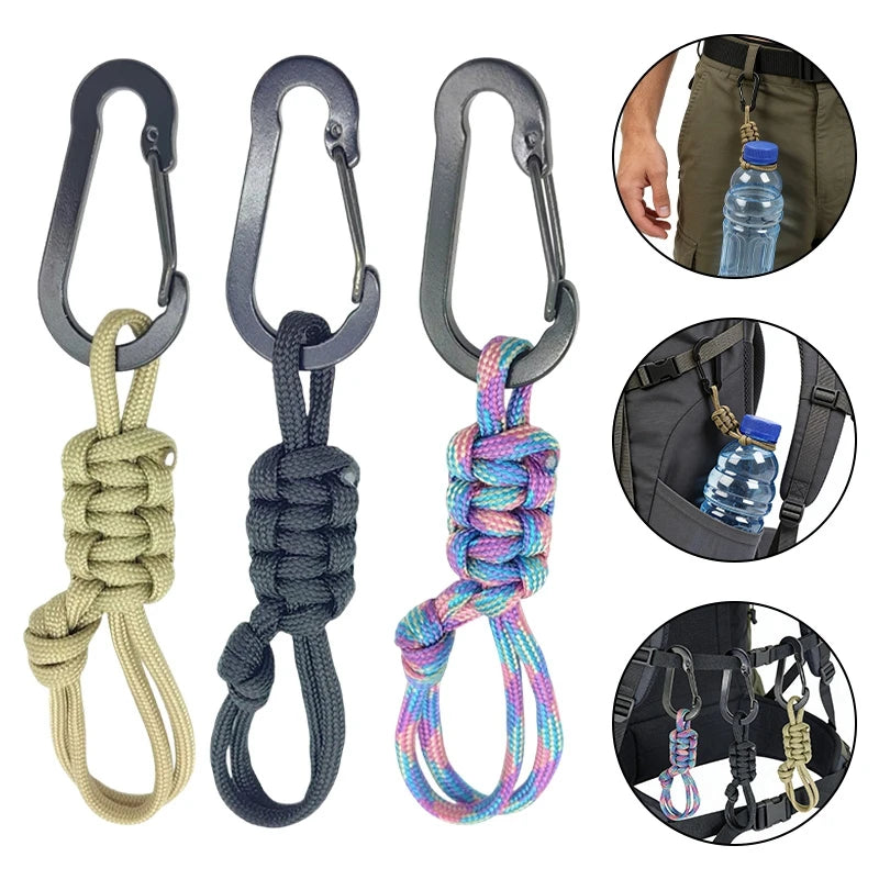 Outdoor Water Bottle Buckle Keychain Camping Hiking Supplies Multifunctional Kettle Umbrella Rope Hat Buckle Keychains