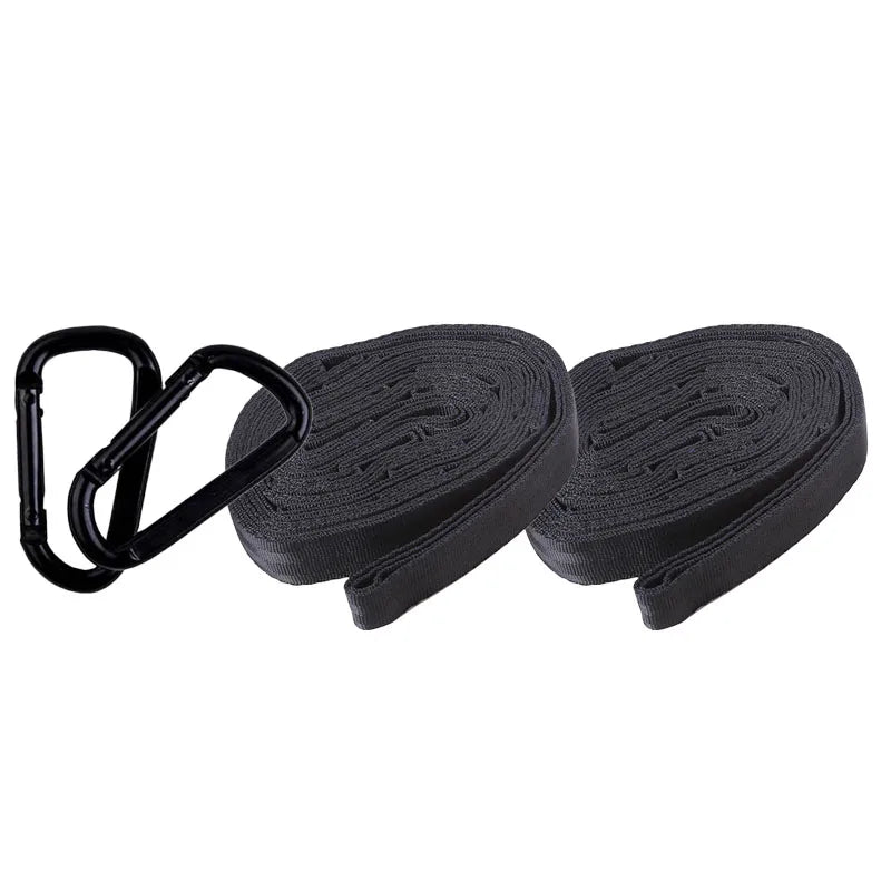 2Pcs Hammock Straps Special Reinforced Polyester Straps 5 Ring High Load-Bearing Barbed Black Outdoor Camping Hammock Straps