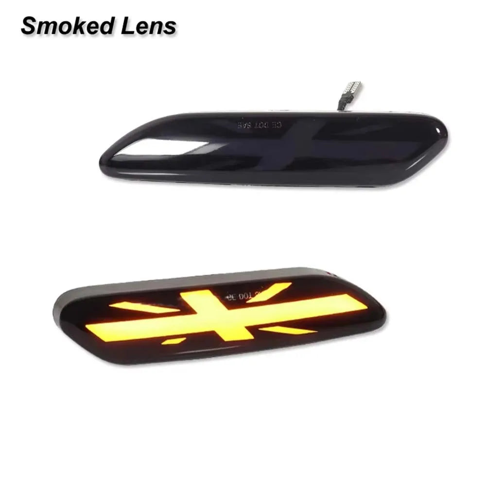 Union Jack Style Dynamic Amber LED Front Side Marker Turn Signal Lights For MINI Cooper R60 Countryman & R61 Paceman 2011-2016