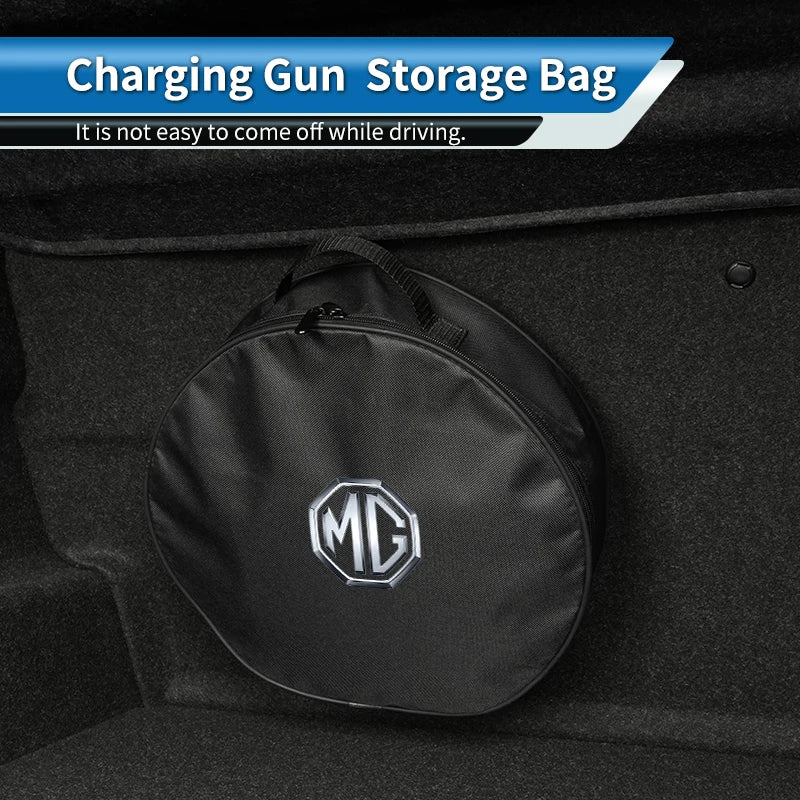 Car Charging Gun Storage Bag Trunk Cable Tools Pouch Interior For Morris Garages MG 6 3 5 7 TF ZR ZS HS GS GT Hector RX5 RX8 350