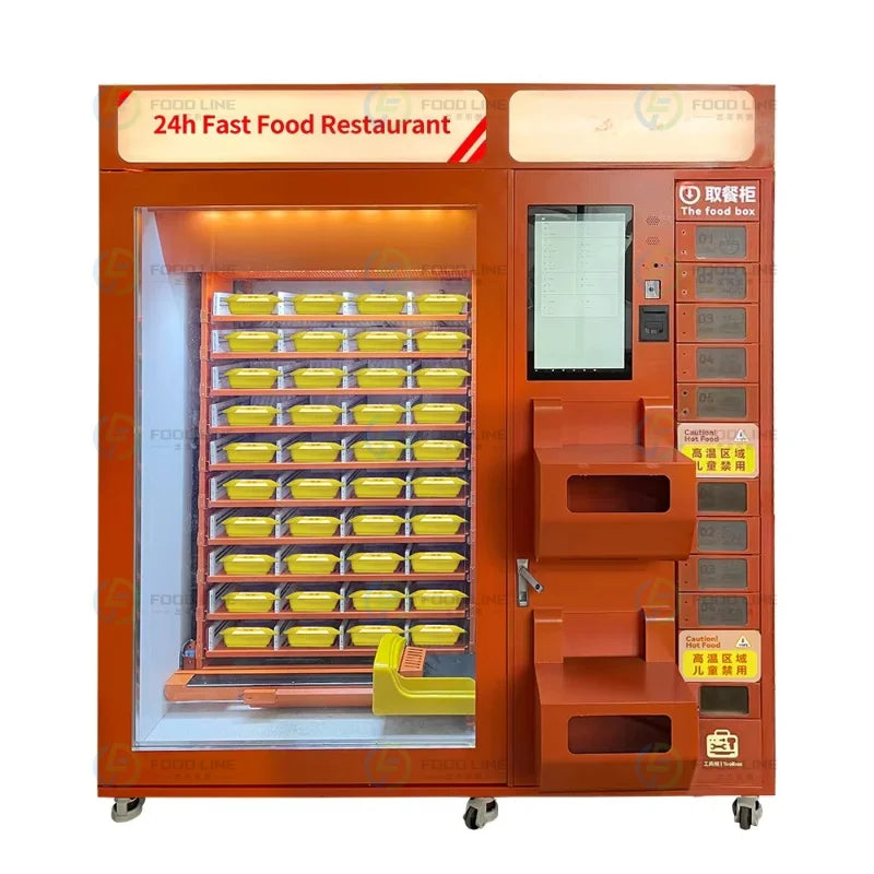 21.5 Inch Touch Screen Fridge Lunch Box Vending Machine with Bill/Coin/Credit/QR Code Payment 150-200 Pcs Capacity Customized