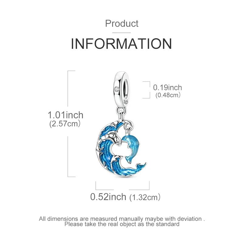 925 Sterling Silver Charms Bead CZ Zircon Gold Seahorse Dangle Fit Original Bracelet DIY Women Jewelry Gift