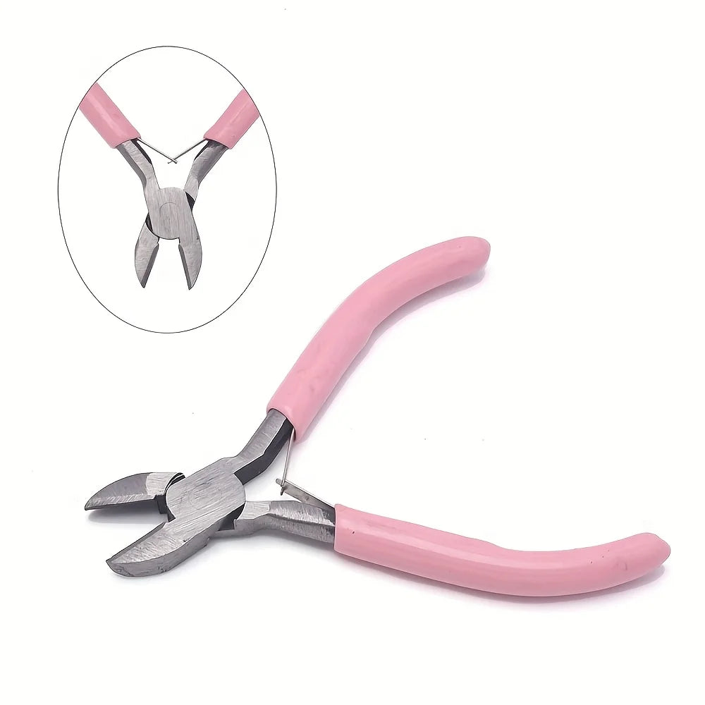 Multi-Purpose DIY Craft Pliers - Flat, Round, and Diagonal Nose Pliers with Metal Toothed Handles for Jewelry Making, Beading