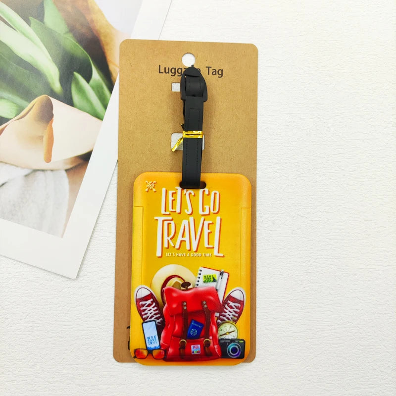Let's Travel Luggage Label Men Travel Luggage Tag Boys Suitcase ID Address Holder Baggage Boarding Portable Suitcase Ticket