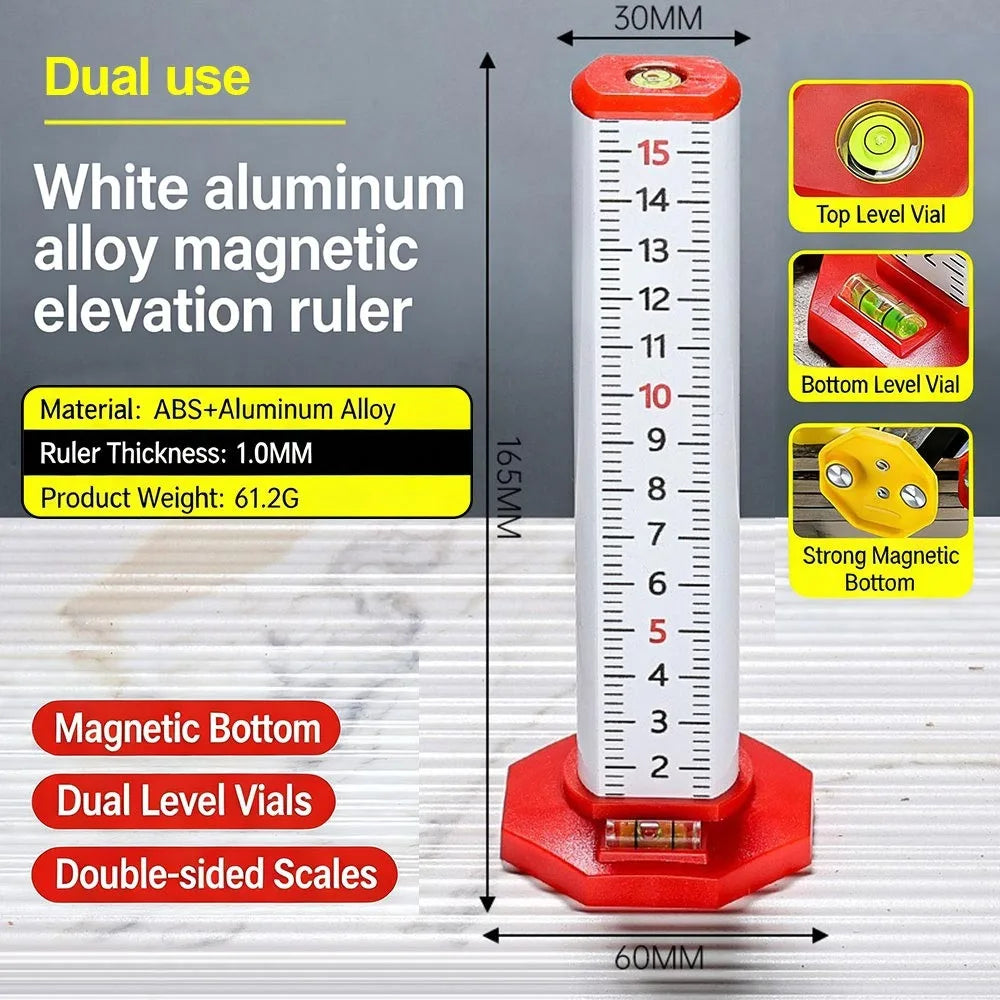 Leveling Tool High Precision Level Ruler Magnetic Dual Use Height Gauge Aluminum Alloy Level Bubble Magnetic Ruler Tile Laying