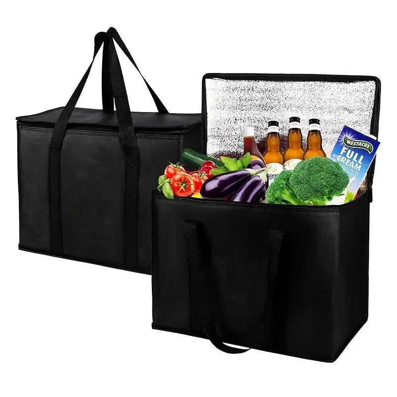 1pc Large Capacity Tote Cooler Grocery Bags, Foldable Storage Bag Thermal Insulation Picnic Bags Waterproof Lunch Delivery Box