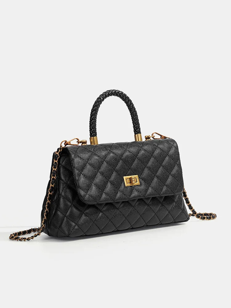 Women's New High-end Versatile Diamond Grid Chain Shoulder Niche Design Carrying Crossbody Bag