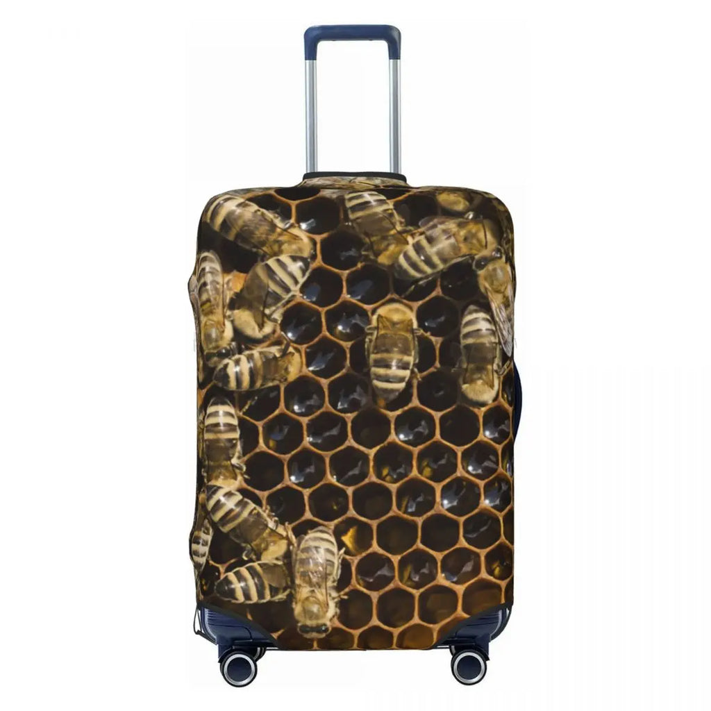 Honeycomb With Bees Suitcase Cover Elastic Cute Honey Bumblebee Luggage Protective Covers for 18-32 inch