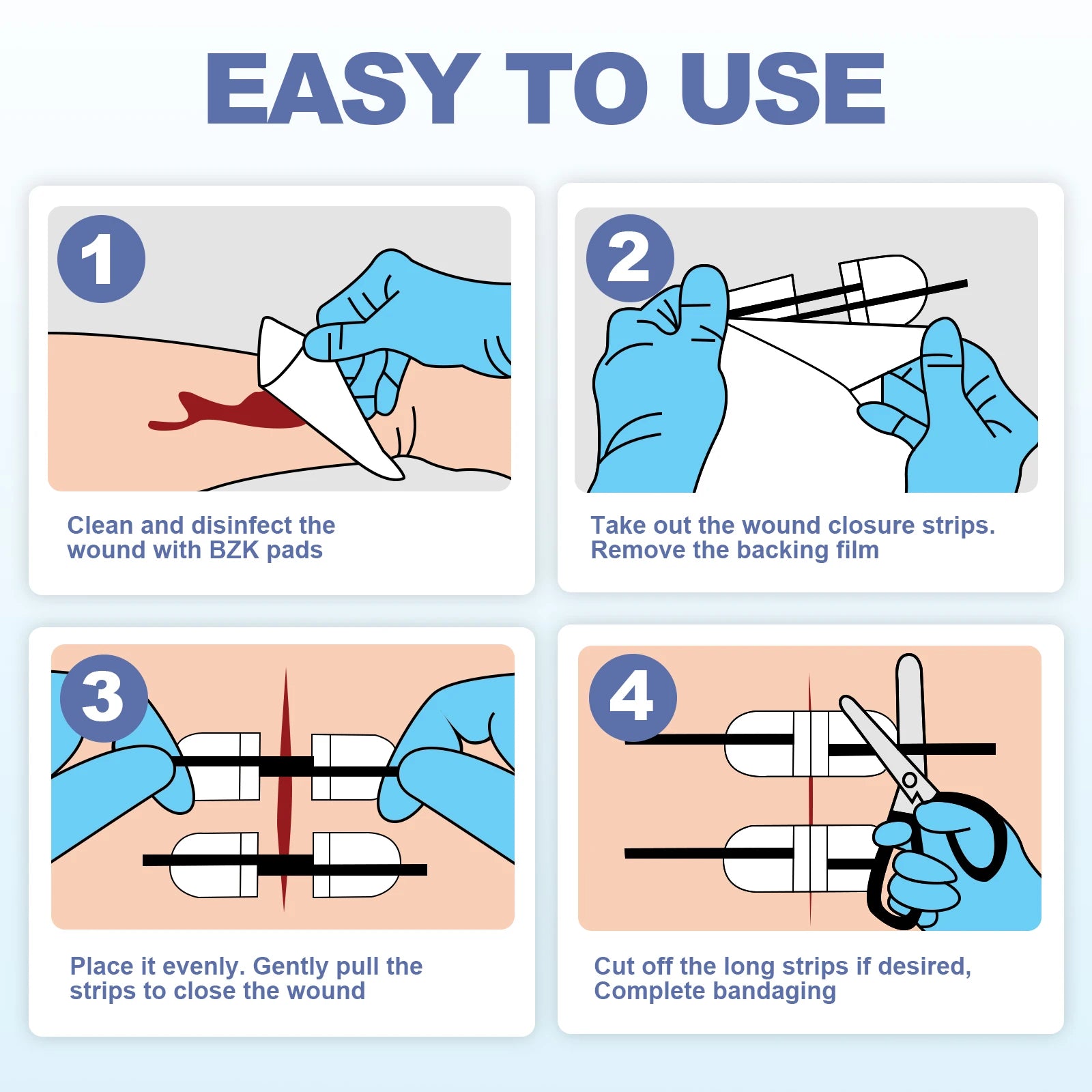 Aid Mate Zipper Band-aid Wound Closure Device Kit Suture Free Laceration Strips for Emergency Survival Wound Reduce Tension Tape