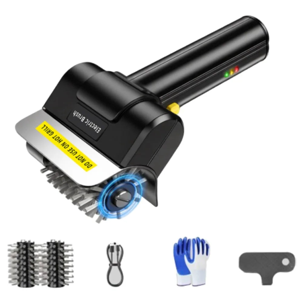 Portable Electric Grill Brush High Speed Handheld Roller Grill Cleaner Brush Detachable Efficient BBQ Cleaning Brush