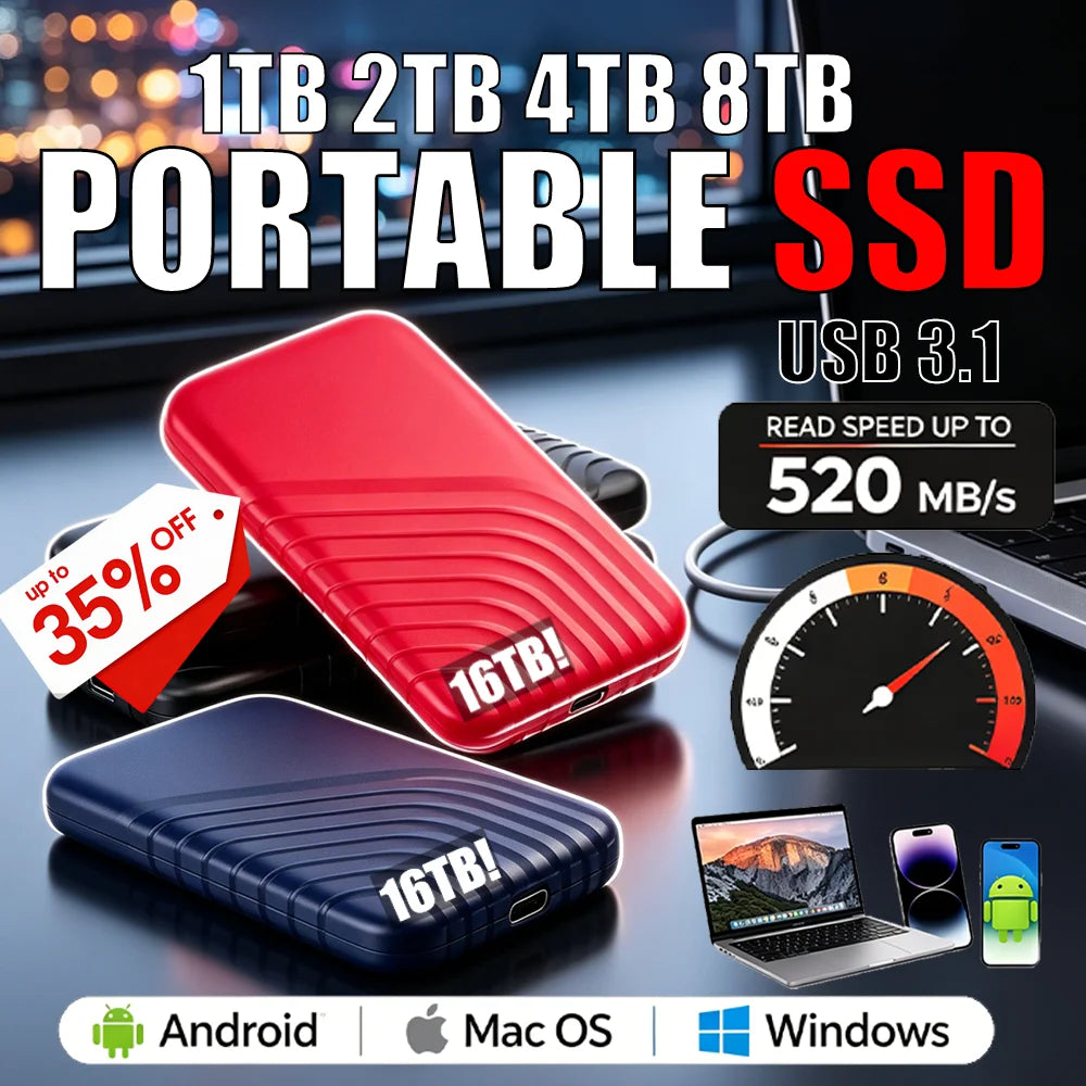 Blazing Fast Read Write SSD External Hard Drive 4TB 8TB Low Latency Data Transmission for Video Editing Creative Content Storage