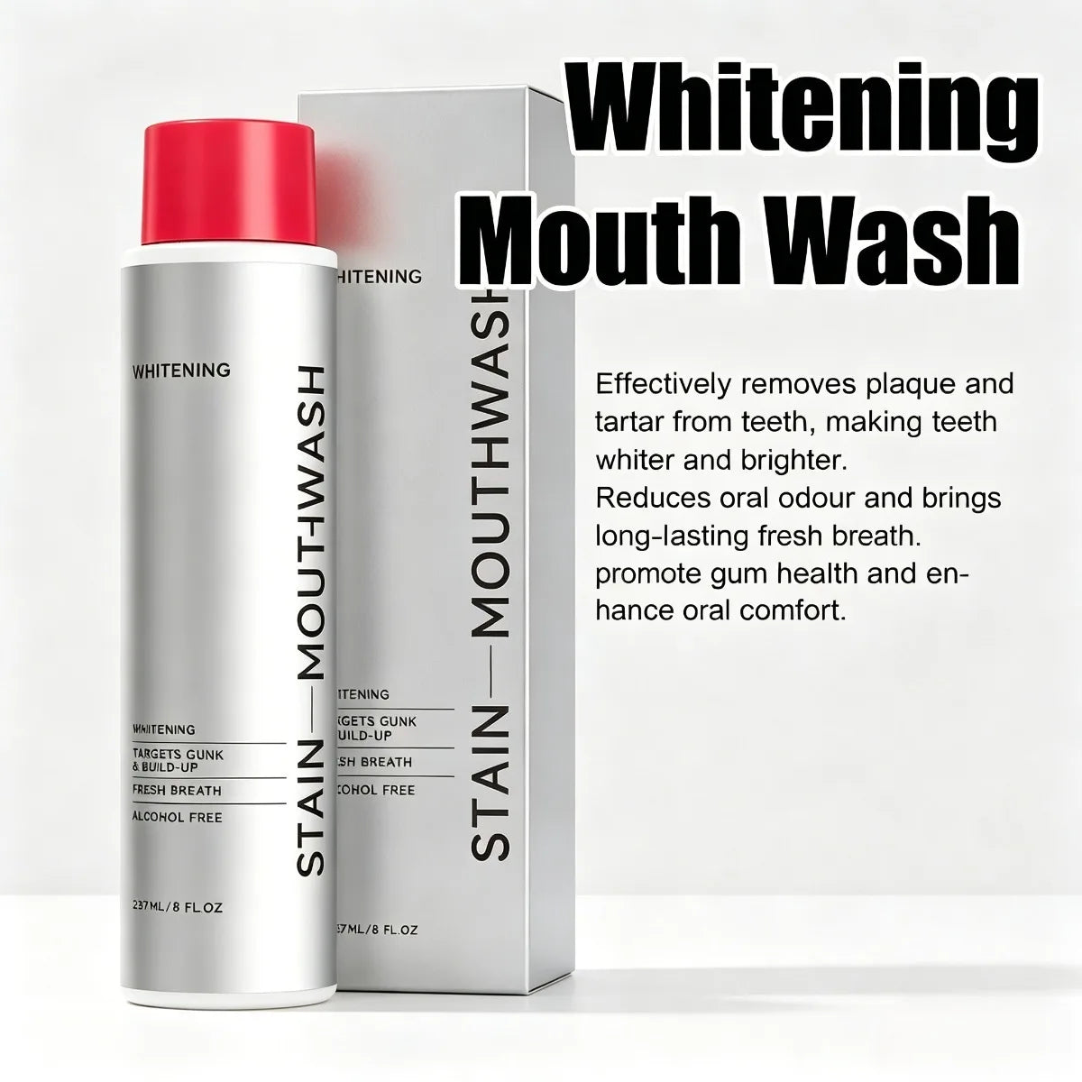 1/2/3Pcs Stain Removal Mouthwash Alcohol Free Teeth Brightening Fresh Breath Plaque Remover Enamel Safe Daily Oral Care