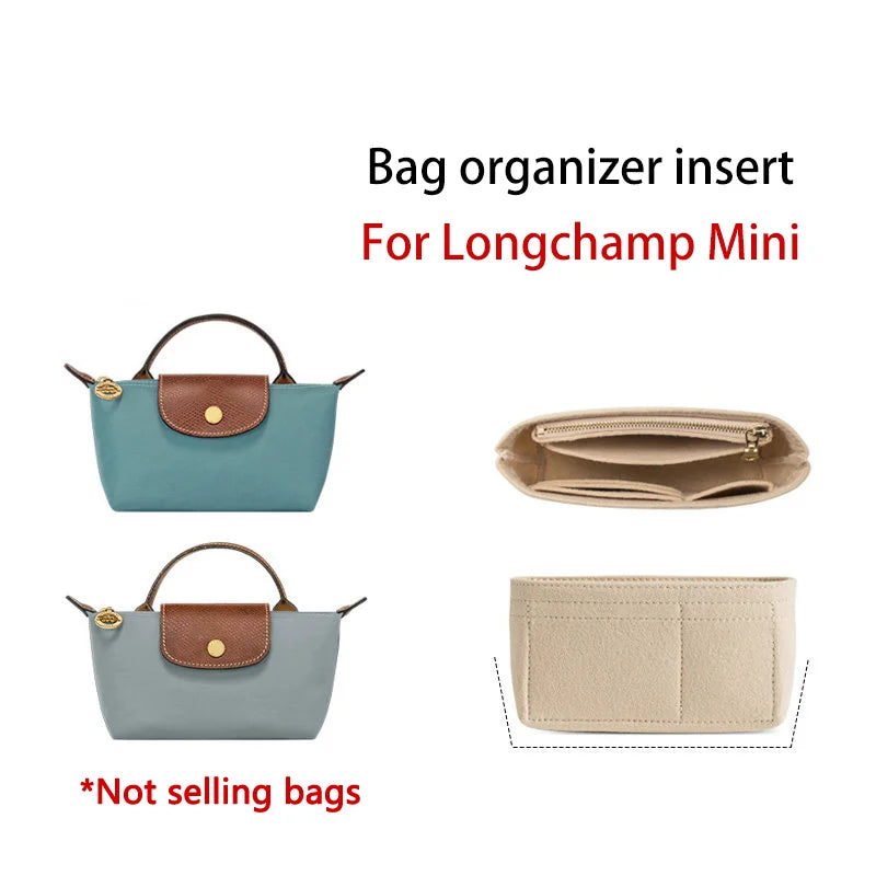 Felt Bag Organizer For Longchamp Bag Mini S M Size Backpack Support Handbag Tote Bag Organizerinner Bag Liner Bags Accessories