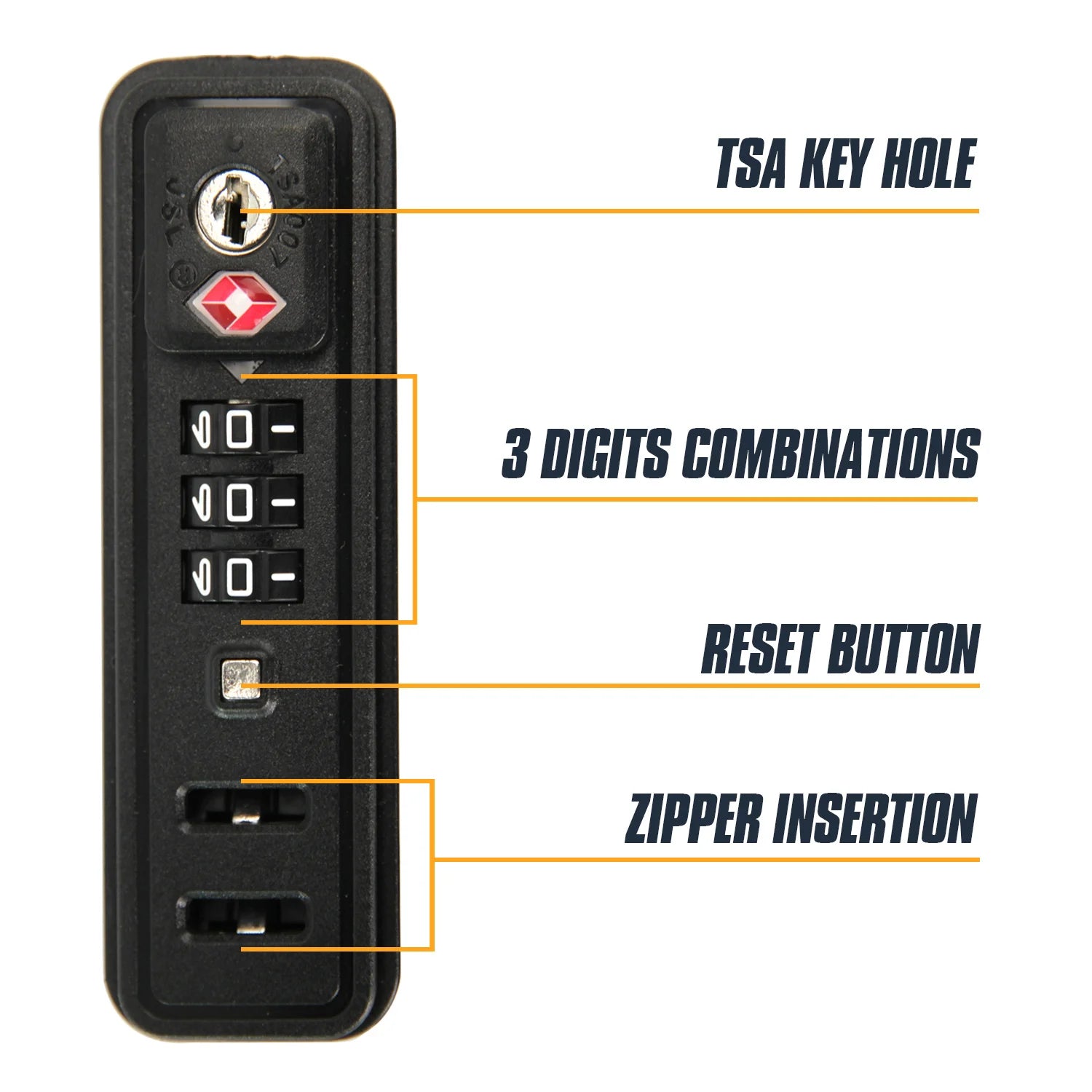 TSA007 Luggage Locks Replacement Built-in Suitcase 3 Digit Combination Resettable Anti-Theft Travel Security Repair Lock 1/2Pcs