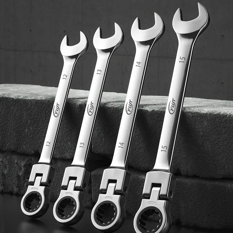 72-tooth ratchet combination wrench - plum open end wrench, 180° rotation, chrome vanadium steel, professional maintenance tool