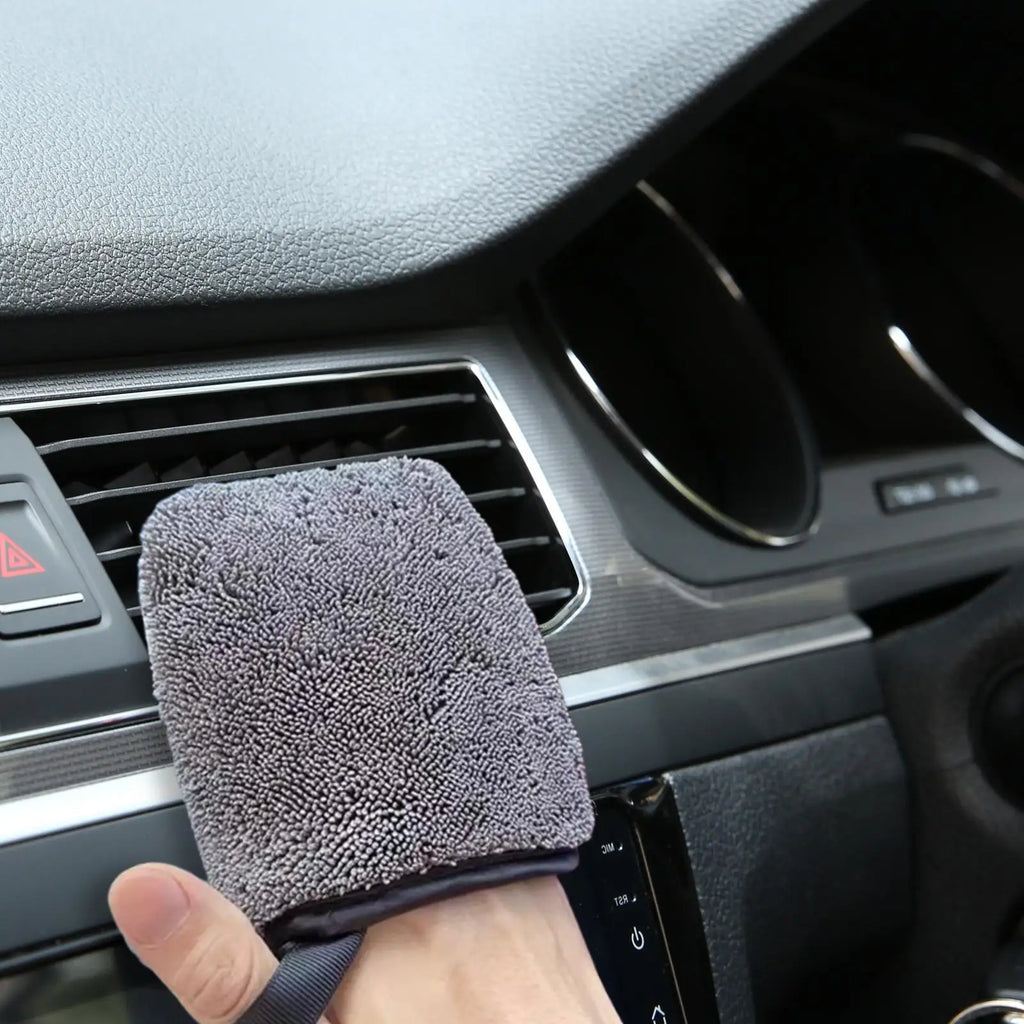Car Paint Wash Mitts Car Dashboard Leather Seat Cleaning Gloves Double-Sided Twist Braid Cleaning Tool for Instrument Panel