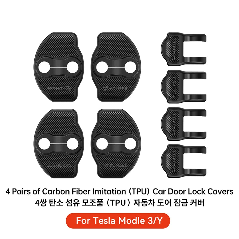 YZ 4Pcs Car Silicone Door Lock Cover Protective Stickers Car Door Lock Damper For Tesla Model 3 Y YL Highland Juniper Accessorie