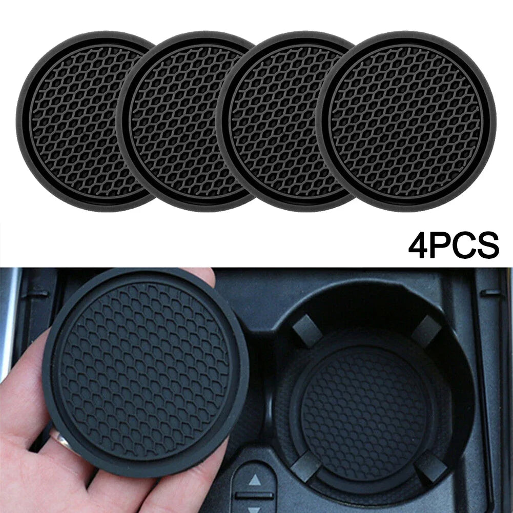 4Pcs/set 7cm*5cm Car Cup Holder Car Silicone Insert Coaster Mat Fit For Most Cars Styling Universal Accessories Black Anti-Slip