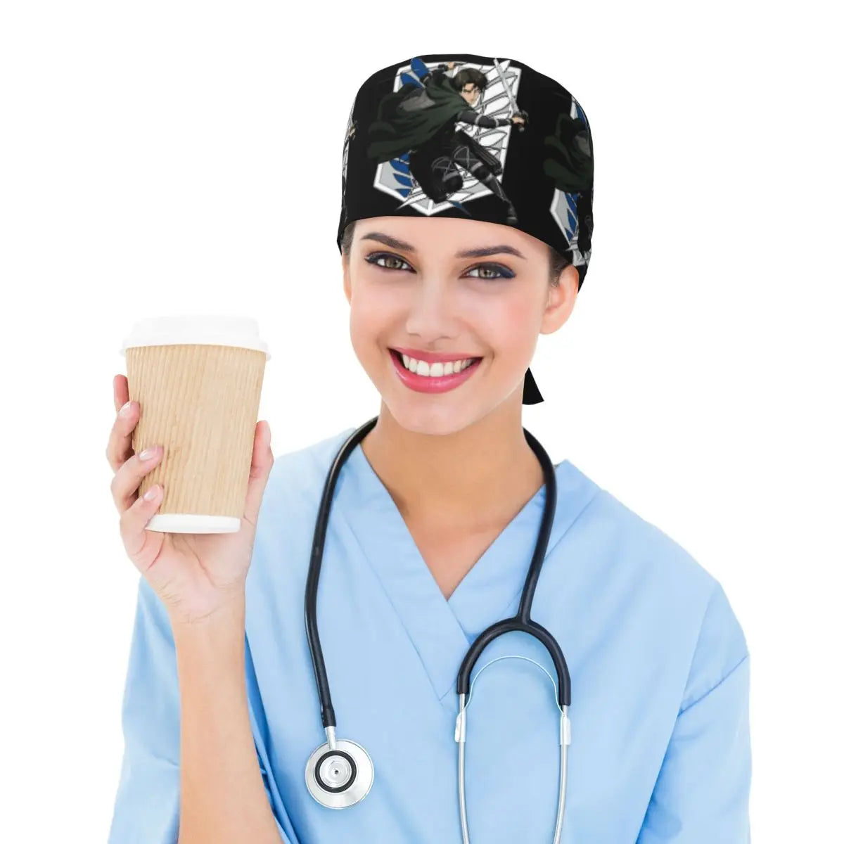 Custom Attacks On Titans Cleaning Working Cap Cool Men Women Cartoon Anime Comic Film Scrub Cap Surgicals Hat Nurse Scrubs Hat