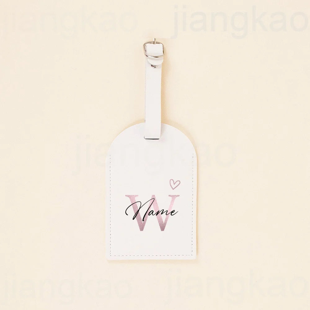 Personalized PU Luggage Tag Heart Letter with Name Suitcase Label Baggage Tags Travel Accessorie Wedding Birthday Gift for Her