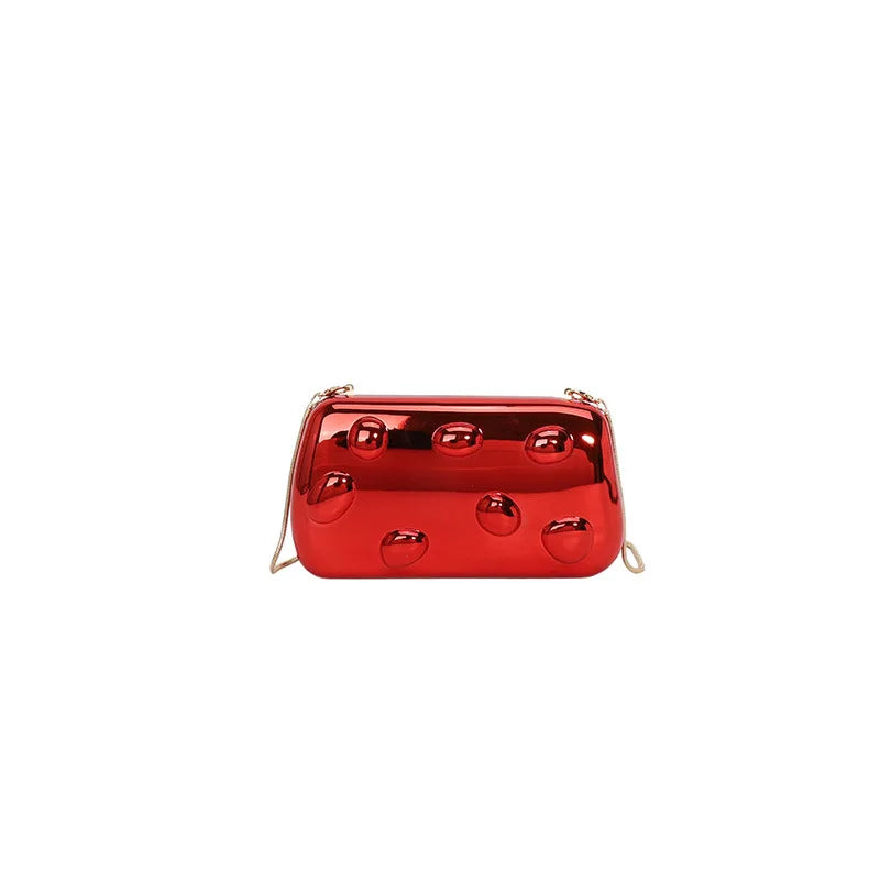 Personalized acrylic egg box bag 2026 new fashion glossy dinner bag women's beaded handbag