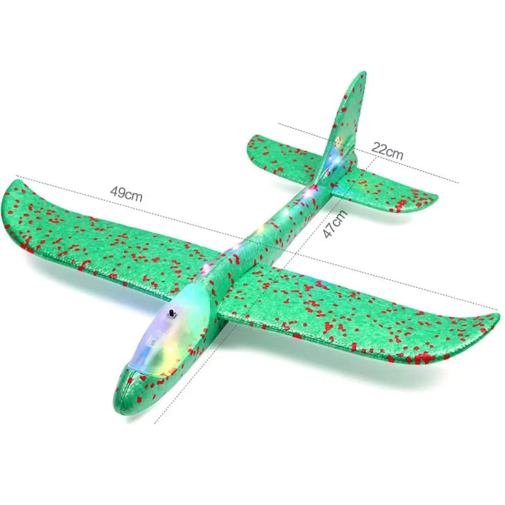 Large Foam Glider Airplane Epp Foam Material with LED Lights Inertial Foam Plane Ultralight Durable Hand Throw Airplane
