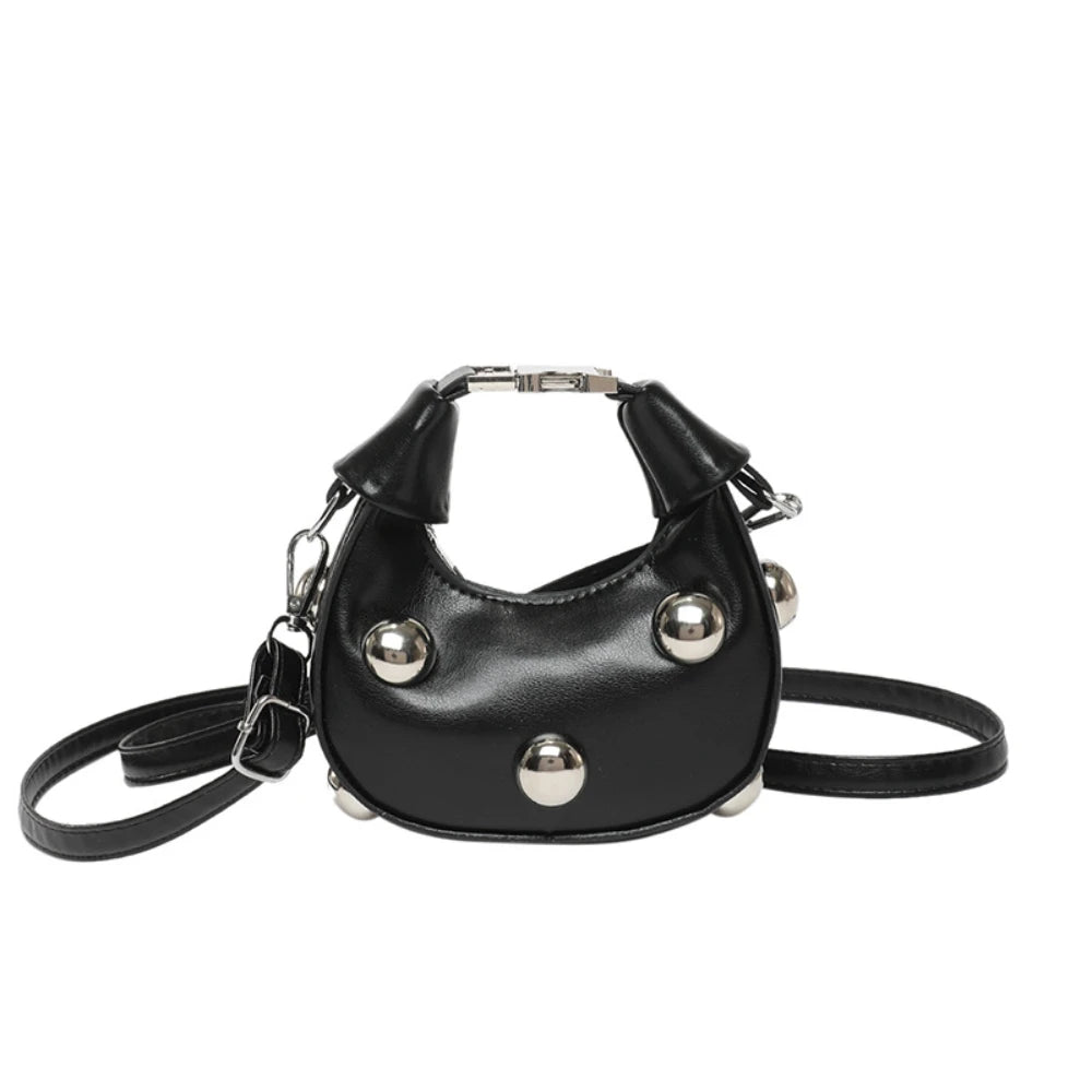 Fashion High-end Studded Shoulder Bag Mini PU Leahter Crossbody Bags Punk Design Female Adjustable Strap Handbags Zipper Clutch