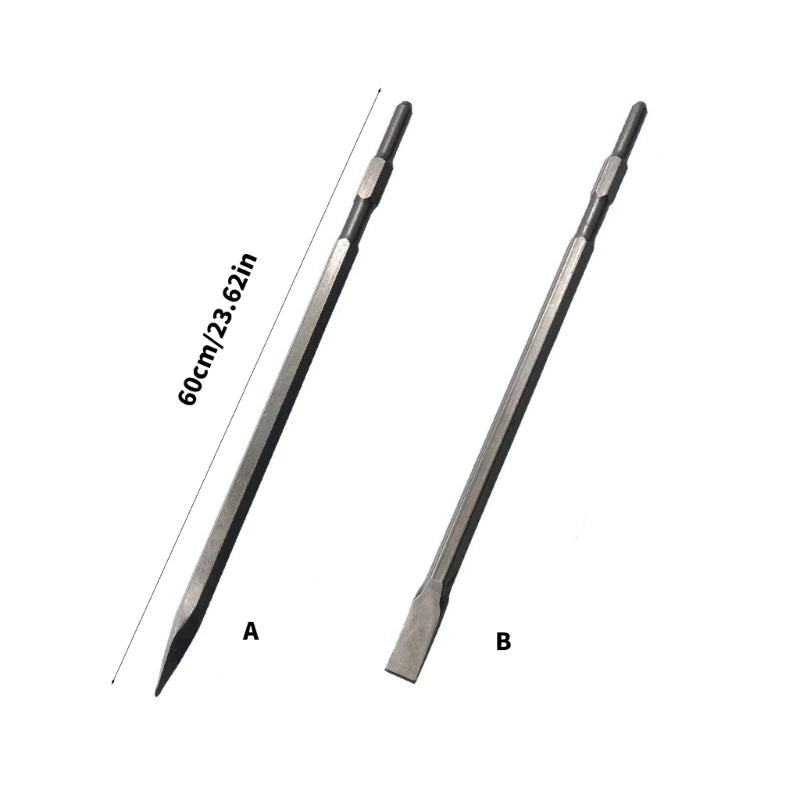 600mm Electric Hammer Drill Bit Point Grooved Flat Hand Tool A6HD