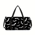 White Bat Black Large Capacity Luggage Bag for Boy and Girls Best Gifts 2D Flat Cartoon Travel Duffels Hand Bag for Children